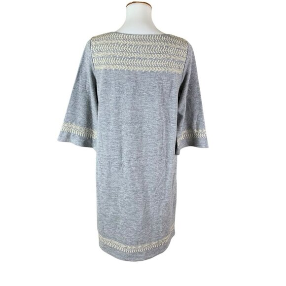 Edme And Esyllte Gray Embroidered Knit Shift Dress L Boho Minimalist Cottagecore - Picture 4 of 7